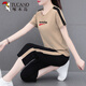 Woodpecker (TUCANO) good cotton sportswear suit for women in summer 2024 new middle-aged summer casual short-sleeved cropped pants two-piece orange cropped pants [687 models] M (recommended 80-95 Jin [Jin equals 0.5 kg])