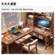 ZHONGWEI solid wood corner desk bookshelf integrated student home bookcase combination study table bedroom L-shaped corner table-1.8.