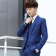 18-year-old teenager high school student adult dress suit boy suit men's suit suit three-piece suit student groom wedding jacket royal blue stripe suit + trousers shirt_tie tie belt XL31_(122-126Jin Jin equals 0.5 kg)