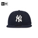 NEW ERA【七夕礼物】纽亦华MLB棒球帽男女情侣NY皮制LOGO平檐全封帽5950 13793091-黑色 纽约洋基队 738 58cm