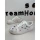 
European Station CL2024 new rivet red sole shoes personalized canvas ripped starry sky small white shoes versatile casual board shoes 9913 white leather 40