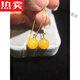 SNQP selected quality natural beeswax transfer beads earrings ear wire S925 silver gold plated inlay European design design picture color