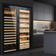 Qiaoke red wine cigar cabinet constant temperature and humidity double door double temperature white wine refrigeration and humidification box combination cabinet large capacity commercial tea cabinet wine and cigar combination cabinet E red wine hanging cup + cedar wood cigar cabinet 1.8 meters high