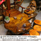 Tea table with mouth-carved tree roots, golden silk nanmu root carving tea table, tea table, camphor wood special-shaped wood carving living room carving flowing water tea art table 2 MH9864