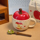 Mengfu (mengfu) Christmas mug for women with lid, apple ceramic mug, Christmas gift for girl, girlfriend, birthday couple mug, apple bear mug, spoon, gift box