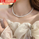 First encounter with artificial pearl necklace, round pearl clavicle chain, simple and elegant, niche light luxury pendant, gift for women, artificial pearl necklace 8mm