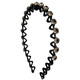 Zhuo Keke 2025 New Rhinestone Wave Hair Hoop Women's Pressed Hair Clip Broken Hair Organizing Artifact Headband Hair Clip Summer Headwear Black Rhinestone Wavy Hair Hoop