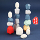 Wood Xiansen Empilement en bois massif Stone Game Oeil Oeil Coordination Exercice Artefact Personnes âgées Toys Casual Interactive Puzzles 10 Stone Stacking Stone Color Boîte à trois couleurs