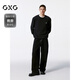 GXG men's black letter pattern round neck sweatshirt men's 24th autumn new arrival black 175/L
