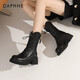 Daphne (DAPHNE) official thick-soled Martin boots for women 2024 new autumn black short boots for women British style small boots for women versatile black [main picture thick-soled V-mouth-6.5cm] 36