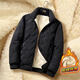 Autumn and winter sherpa jacket men's velvet windproof thickened cotton coat loose stand-up collar cotton jacket warm cotton coat dark gray 2XL recommended 135-150Jin Jin equals 0.5 kg