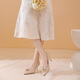 Daphne pointed toe high heels women's 2024 French style shoes, high-end and non-tiring bridal shoes, wedding shoes, champagne color 37