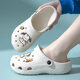 She enjoys Crocs Women's Beach Shoes Sandals and Slippers for Outerwear TE552 White Khaki-Upgraded Version 38/39