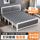 Baiyuda folding bed household double bed simple lunch break rental house adult wooden bed bedroom spliced single bed iron bed 1.2 meters gray bed frame + gray bed surface + brown pad