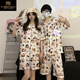 Modal Japanese cute Crayon Shin-chan couple pajamas for women summer pure cotton short-sleeved summer men's home wear three-piece suit White Crayon Shin-chan short sleeves + shorts + trousers Men's L size 90-120 Jin Jin equals 0.5 kg Wear