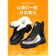 Woodpecker leather Martin boots for women 2025 new autumn and winter versatile flat-sole non-slip short boots thick-soled fluff plus velvet thickened cotton shoes black plus velvet 39