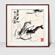 Zi Teng Suixuan Qi Baishi decorative painting new Chinese style living room background wall hanging painting bedroom dining room restaurant ink shrimp mural ink shrimp 40*40cm mahogany color solid wood frame