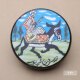
Beijing-rhyme Xinjiang ethnic musical instrument Uyghur solid wood cowhide drum standard Xinjiang hand drum colored pattern random/15 cm