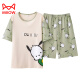 
Cat Man (MiiOW) pure cotton men's pajamas for teenagers loose large size home clothing suit summer short-sleeved cartoon summer men's style short-sleeved shorts - Q1396 light green little white teenager version - L size [85-95Jin [Jin equals 0.5 kg]]