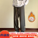 Pantalones muqibo (muqibo) para hombres en invierno más terciopelo engrosado versátil americano retro adolescente sorteo de gran tamaño pantalones casuales deportivos para hombres sueltos k1049j más terciopelo-negro m