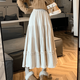Miao Yijia Autumn Skirt New Style Versatile Winter Skirt Large Hem Skirt Long Skirt Women's Cake Skirt Covering Belly Skirt Small Lace Pleated Skirt Beige M Recommended 95-110 Jin Jin equals 0.5 kg