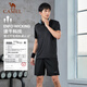 Camel (Camel) Traje de deportes de secado rápido para hombres y mujeres 24 camiseta de verano Running Fitness Yoga Shorts Conjunto de dos piezas J2YD21239252 Gray Black Men XL (Macho 140160Jin [Jin equivale a 0.5 kg] para las mujeres 126135Jin [Jin iguala 0.5 kg] aproximadamente)