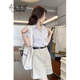 Hongziqi's new dress for women's 2025 summer cold and salt-style dress with a complete set of temperament slimming pants and skirts in summer, blue and white striped shirt + apricot color pants and skirts L (recommended 110120Jin [Jin equals 0.5 kg])