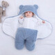 Rabbit Big Wen Baby Holding Bedle Sleeping Bag in Autumn and Winter Thickened Warm 0-1 Year Old Newborn Swabbing Clothes Clothes Anti-Shocking Outing Supplies Blue [Thickened Pure Cotton Inner] Recommended 0-6 Months