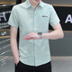 YIBAOLANG new short-sleeved shirt men's trend Korean slim casual shirt without scalding and anti-wrinkle summer half-sleeved summer thin style 854 khaki 2XL (135-150Jin [Jin equals 0.5 kg])