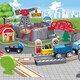 Hape Germany hape train track toys children's train wooden building blocks plugged track set Children's Day gifts Train track cart transportation storage set E3764