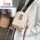 袋鼠2025小包包女新款真软皮女包手机包百搭水桶包斜挎包潮流迷你女包 米白色