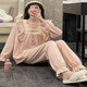 
Huinubi Princess Style Long Sleeve Pajamas Women's Spring and Autumn Pure Cotton 2023 New Pink Lace Autumn and Winter Home Clothing 9904# Pink (Double-length)[S]45 2XL 140-160Jin[Jin equals 0.5 kg]