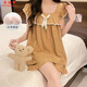 Xiangyaxin-Pyjamas mit Brustpolster für Frauen im Sommertag Student Hosentender Kurzfilme Süßes und niedliches, farbiges Mädchen Dünne Heimkleidung Set 9906 Schwarzer Plaid XL 115-125jin [Jin ist 0,5 kg]