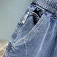 2025 spring and summer thin elastic waistless jeans men's lace-up simple loose large size casual elastic harem pants light blue 675 thin model 36 (recommended 165-185Jin [Jin equals 0.5 kg])