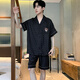 猫人冰丝睡衣男士夏季薄款短袖裤2025年新款男生款夏天学生家居服 G723 L (建议身高170左右体重100-13