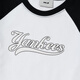 Offizieller Frauen im College-Stil für Frauen im College-Stil Kurzer T-Shirt-Buchstaben Kontrast Farbe Spleißen kurzärmelig Sommer Neues T-Shirt Neues chinesisches Valentinstag Geschenk New York Yankees/Elfenbein XS 160/84A