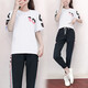 Single Nanwei Youth Women's Summer Clothing Middle School Set Young Girl Casual Sportswear Summer New Junior High School Halbschlärm 867* gelbe Top + Hosen Eins Größe s