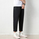 Jewish casual pants for men in summer new loose ice silk straight sport nine-point pants for men conical Korean style trendy trousers 9904 black 3XL