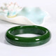 Dingfei Xinjiang Hotan Jade Bracelet Laokeng Material Jasper Spinach Green Women's Model Wide Flat Jade Bracelet Collection Grade No Black Spots 62-63 Circle