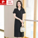 皮尔卡丹（pierre cardin）Polo领连衣裙纯棉女夏季翻领中长款宽松休闲大版显瘦时尚t恤裙子 粉色   9859款 5XL 160170斤