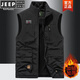 Jeep Spirit Vest Men's 2023 automne jeune et moyen d'âge décontracté collier Veste Veste Photographie Clip de cheval Khaki 677 2xl Convient 150-165Jin [Jin est égal à 0,5 kg]