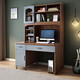 Shangjing Desk and Bookcase Combination Computer Desk Desktop Modern Simple Home Study Office Student Study Desk Q Style-Gray Technology Wood Color 100*60*190cm Single Desk