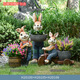 Yi Mingyuan courtyard decoration floor-standing simulation rabbit ornaments living room balcony crafts outdoor animal sculpture flower pot landscape combination 4