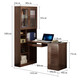 Yuanlin beam material Chinese style all solid wood desk bookshelf combination home writing desk bedroom solid wood one-piece corner computer desktop table 1.4 meters walnut color