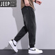 JEEP SPIRIT九分牛仔裤子男士2024春夏秋新款冰丝凉感宽松束脚哈伦长裤潮 摩登灰 L