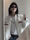 POUM男装美式高街PU皮衣机车外套男女春秋冬款宽松短款刺绣潮牌夹克 YRFS-W195白色 XL 【身高175-180体重60-70】