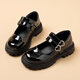 Lekali Girls 'Lederschuhe 2025 Frühlings- und Sommer Neue Kinderprinzessin Performance Schwarze Single-Schuhe mittelgroße Kinder im College-Stil Kinderschuhe Schwarze Love Lederschuhe Größe 32 Innenlänge 19.8 cm