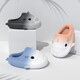 LATE TIME Gradient Shark Children's Cotton Slippers Boys Winter New Anti-Slip Warm Girls Parent-Child Wool Cotton Slippers Winter White Blue 36-37 Standard Code
