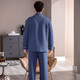Yepan pajamas men's autumn and winter pure cotton thickened warm set cotton cardigan long sleeve loose large size mezzanine home clothing 1004-Blue Grid XL (175): Recommended 140-160Jin [Jin equals 0.5 kg] to wear