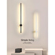 Miaopule Minimalist Long Strip LED Wall Lamp Bedroom Bedside Simple Modern Line Corridor Staircase Creative Living Room Wall Lamp Obsidian Black-100CM-Neutral Light